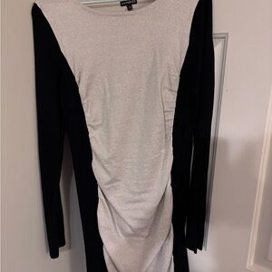 Express Black and White Long Sleeve Dress